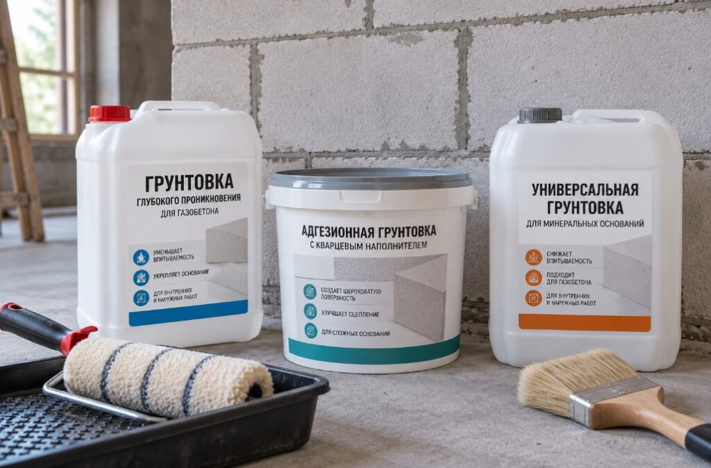 Виды составов для обработки газоблока перед штукатуркой
