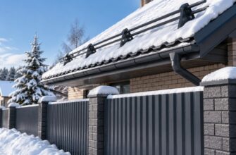 как защитить забор от снега с крыши